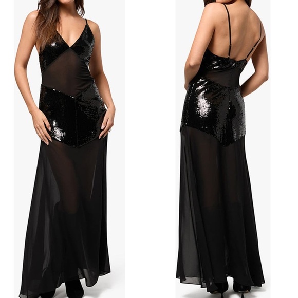 NWT WeWoreWhat Sequin Sheer panel Maxi Dress size 4 - Picture 3 of 12